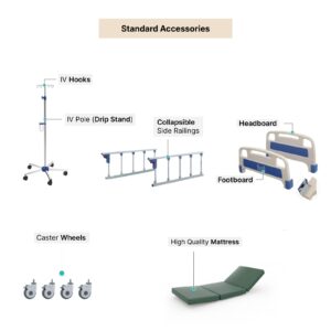 Two Function Manual Hospital Bed with Standard Accessories - Image 3