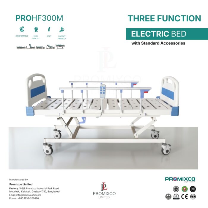 Three Function Electric Bed with Standard Accessories